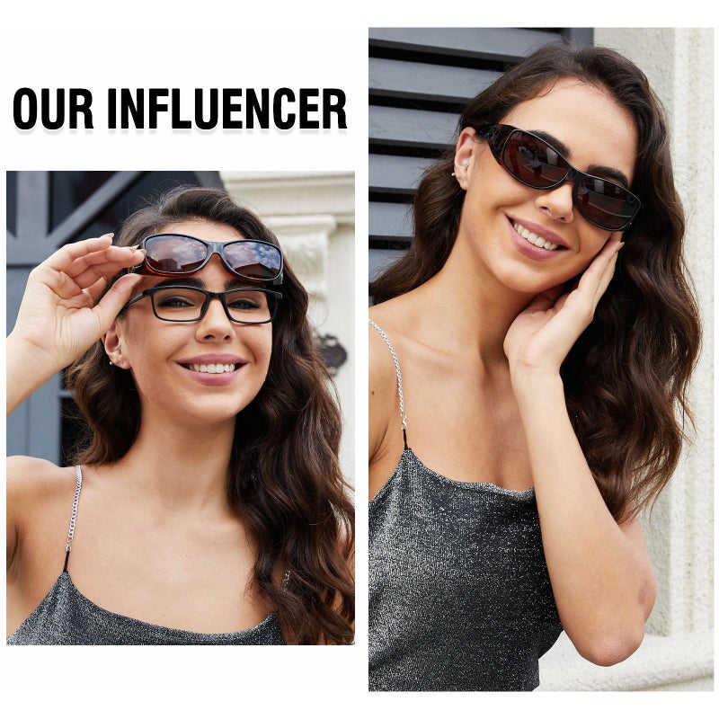 DUCO Polarized Wraparound Fitover Glasses Wear Over Sunglasses for Men Women UV Protection Sun Glasses 8954 (Tortoise Frame Brown Lens) - Image 2